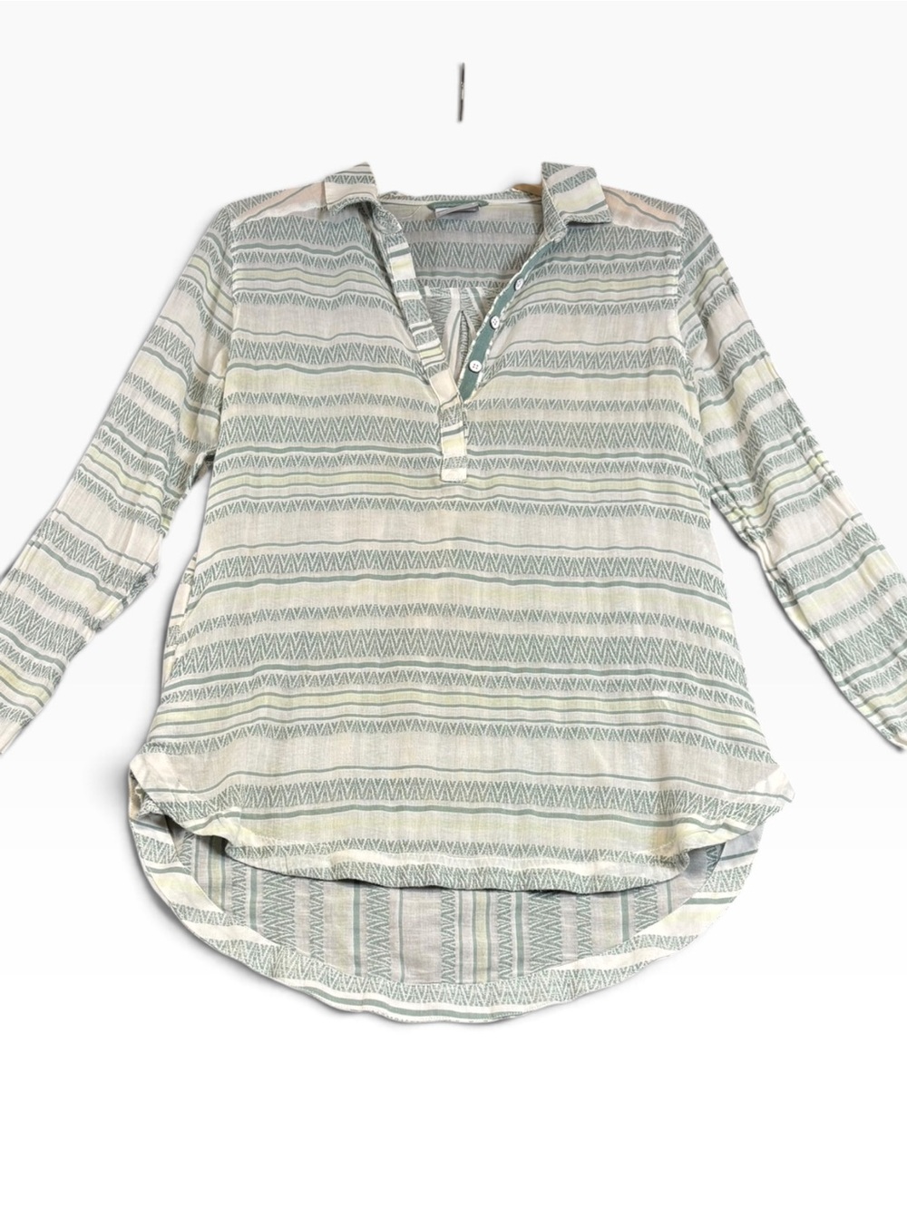 Columbia Early Tides Striped Henley Tunic Top Womens Small High Low Boho